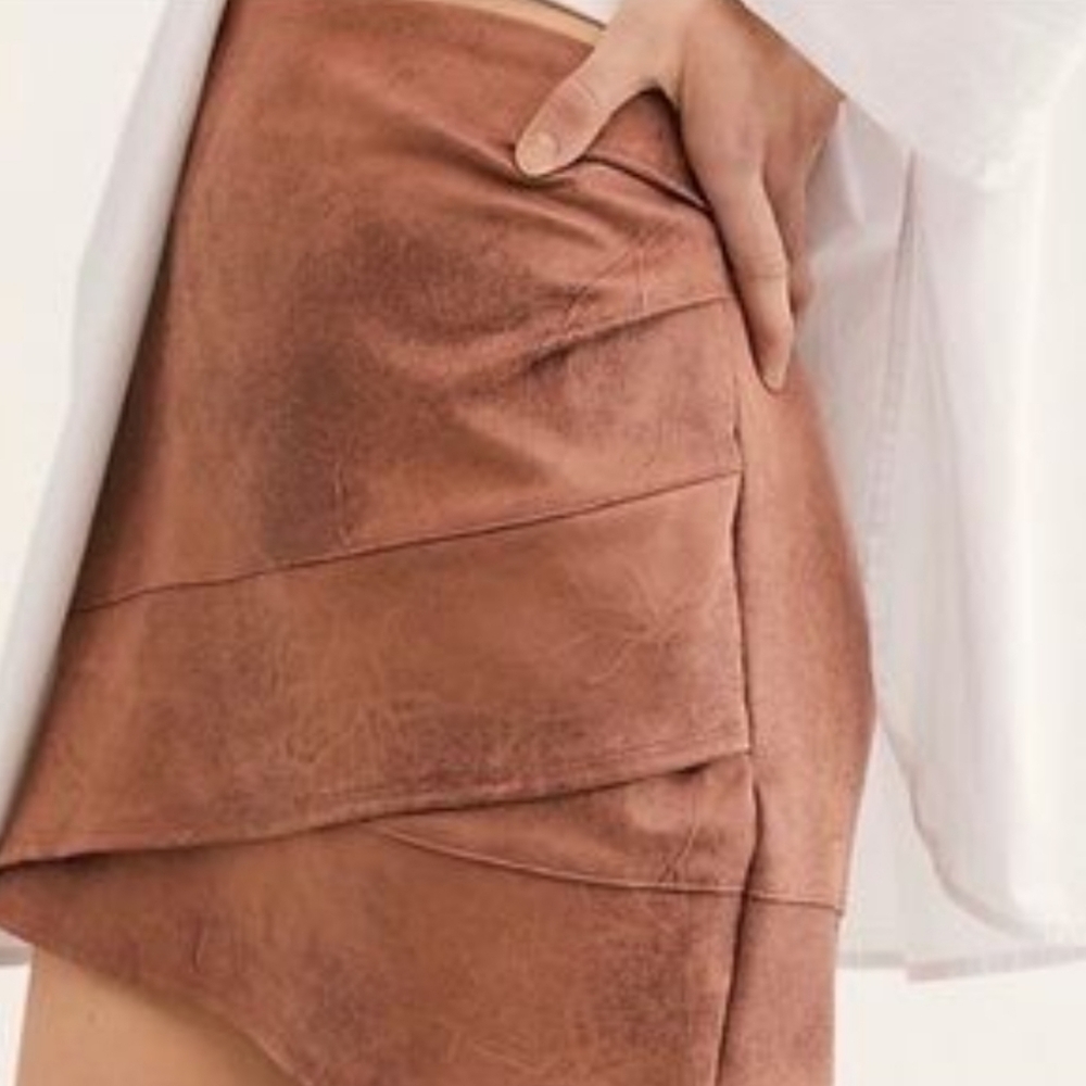 FREE PEOPLE Faux Suede Mini Skirt 8